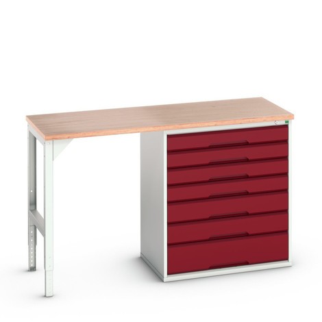 Pracovný stôl bott verso (Multiplex) s podstavnou skriňou, so 7 zásuvkami, (šírka: 800 mm)