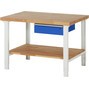 Pracovný stôl RAU série 7000, 1 zásuv., 1 odkladacie dno z bukového masívu, výška 790 – 1 140 mm
