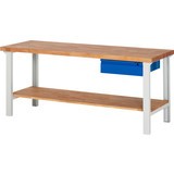Pracovný stôl RAU série 7000, 1 zásuvka, 1 odkladacie dno z bukového masívu, výška 840 mm