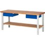 Pracovný stôl RAU série 7000, 2 zásuv., 1 odkladacie dno z bukového masívu, výška 790 – 1 140 mm