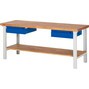 Pracovný stôl RAU série 7000, 2 zásuv., 1 odkladacie dno z bukového masívu, výška 840 mm