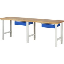 Pracovný stôl RAU série 7 000, 2 zásuvky, pracovná výška 790 – 1 140 mm