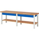 Pracovný stôl RAU série 7000, 4 zásuv., 1 odkladacie dno z bukového masívu, výška 840 mm