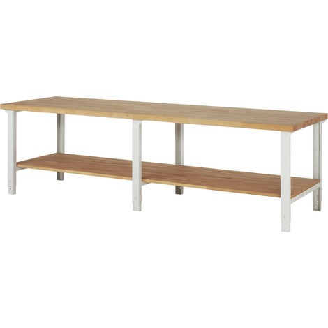 Pracovný stôl RAU série 7 000, dolné odkladacie dno, pracovná výška 790 – 1 140 mm