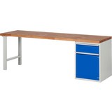 Pracovný stôl RAU série 7000, počet podstavných kontajnerov: 1, 1 zásuvka, 1 krídlové dvere, 1 polica, výška 890 mm