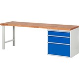 Pracovný stôl RAU série 7000, počet podstavných kontajnerov: 1, 3 zásuv., v × d 840 × 700 mm