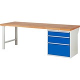 Pracovný stôl RAU série 7000, počet podstavných kontajnerov: 1, 3 zásuv., v × d 840 × 900 mm