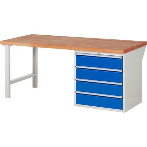 Pracovný stôl RAU série 7000, počet podstavných kontajnerov: 1, 4 zásuv., v × d 890 × 900 mm