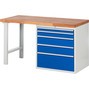Pracovný stôl RAU série 7000, počet podstavných kontajnerov: 1, 5 zásuv., v × d 840 × 700 mm