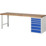 Pracovný stôl RAU série 7000, počet podstavných kontajnerov: 1, 6 zásuv., v × d 840 × 700 mm
