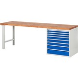 Pracovný stôl RAU série 7000, počet podstavných kontajnerov: 1, 8 zásuv., výška 840 mm