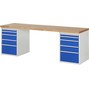 Pracovný stôl RAU série 7000, počet podstavných kontajnerov: 2, 10 zásuv., výška 890 mm