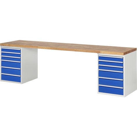 Pracovný stôl RAU série 7000, počet podstavných kontajnerov: 2, 12 zásuv., výška 890 mm
