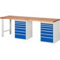 Pracovný stôl RAU série 7000, počet podstavných kontajnerov: 2, 14 zásuv., výška 890 mm