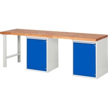 Pracovný stôl RAU série 7000, počet podstavných kontajnerov: 2, 2 krídlové dvere, 2 police, výška 890 mm