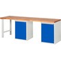 Pracovný stôl RAU série 7000, počet podstavných kontajnerov: 2, 2 krídlové dvere, 2 police, výška 890 mm