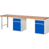 Pracovný stôl RAU série 7000, počet podstavných kontajnerov: 2, 2 zásuv., 2 krídlové dvere, 1 polica, výška 840 mm