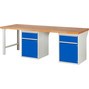 Pracovný stôl RAU série 7000, počet podstavných kontajnerov: 2, 2 zásuv., 2 krídlové dvere, 2 police, výška 840 mm