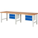 Pracovný stôl RAU série 7000, počet podstavných kontajnerov: 2, 4 zásuv., výška 790 – 1 140 mm