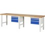 Pracovný stôl RAU série 7000, počet podstavných kontajnerov: 2, 6 zásuv., výška 790 – 1 140 mm