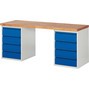 Pracovný stôl RAU série 7000, počet podstavných kontajnerov: 2, 8 zásuv., v × d 840 × 700 mm