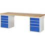 Pracovný stôl RAU série 7000, počet podstavných kontajnerov: 2, 8 zásuv., výška 890 mm
