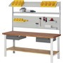 Pracovný stôl RAU série 7000, pracovná doska z masívu buka lesného, 1 podstavný kontajner so zásuvkami, výška 790 – 1 140 mm
