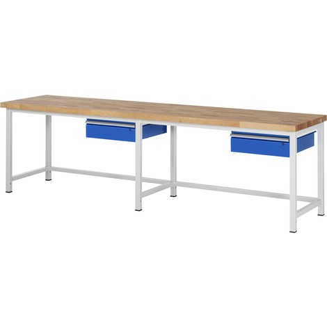 Pracovný stôl RAU série 8000, 2 zásuv., výška 840 – 1 040 mm