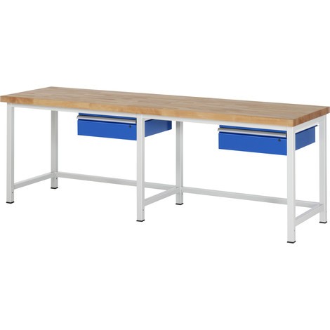 Pracovný stôl RAU série 8 000, 2 zásuvky, pracovná výška 840 – 1 040 mm