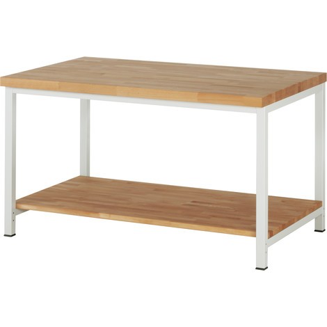 Pracovný stôl RAU série 8 000, dolné odkladacie dno, pracovná výška 840 – 1 040 mm