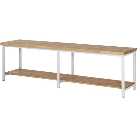 Pracovný stôl RAU série 8 000, dolné odkladacie dno, pracovná výška 840 – 1 040 mm