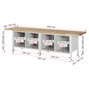 Pracovný stôl RAU série 8000, počet dvojitých podstavných kontajnerov: 2, 12 zásuv., výška 840 – 1 040 mm
