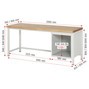 Pracovný stôl RAU série 8000, počet podstavných kontajnerov: 1, 2 zásuv., v × d 840 × 700 mm