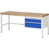 Pracovný stôl RAU série 8000, počet podstavných kontajnerov: 1, 2 zásuv., v × h 840 – 1 040 × 700 mm