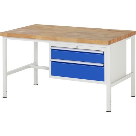 Pracovný stôl RAU série 8000, počet podstavných kontajnerov: 1, 2 zásuv., v × h 840 – 1 040 × 900 mm