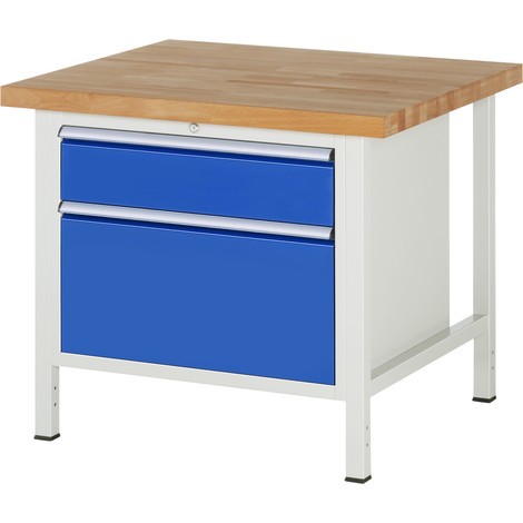 Pracovný stôl RAU série 8000, počet podstavných kontajnerov: 1, 2 zásuv., v × h 840 × 900 mm