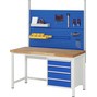Pracovný stôl RAU série 8000, počet podstavných kontajnerov: 1, 3 zásuv., v × h 840 – 1 040 × 900 mm