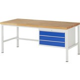 Pracovný stôl RAU série 8000, počet podstavných kontajnerov: 1, 3 zásuv., v × h 840 – 1 040 × 900 mm