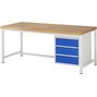 Pracovný stôl RAU série 8000, počet podstavných kontajnerov: 1, 3 zásuv., v × h 840 × 900 mm