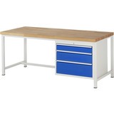 Pracovný stôl RAU série 8000, počet podstavných kontajnerov: 1, 3 zásuv., v × h 840 × 900 mm