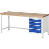 Pracovný stôl RAU série 8000, počet podstavných kontajnerov: 1, 4 zásuv., v × h 840 – 1 040 × 700 mm