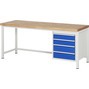 Pracovný stôl RAU série 8000, počet podstavných kontajnerov: 1, 4 zásuv., v × h 840 – 1 040 × 700 mm