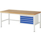 Pracovný stôl RAU série 8000, počet podstavných kontajnerov: 1, 4 zásuv., v × h 840 × 900 mm