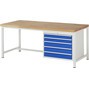 Pracovný stôl RAU série 8000, počet podstavných kontajnerov: 1, 5 zásuv., v × h 840 – 1 040 × 900 mm