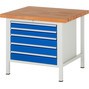 Pracovný stôl RAU série 8000, počet podstavných kontajnerov: 1, 5 zásuv., v × h 840 – 1 040 × 900 mm
