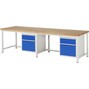 Pracovný stôl RAU série 8000, počet podstavných kontajnerov: 2, 4 zásuv., výška 840 – 1 040 mm