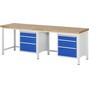 Pracovný stôl RAU série 8000, počet podstavných kontajnerov: 2, 6 zásuv., výška 840 – 1 040 mm