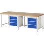 Pracovný stôl RAU série 8000, počet podstavných kontajnerov: 2, 6 zásuv., výška 840 – 1 040 mm