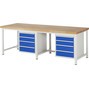Pracovný stôl RAU série 8000, počet podstavných kontajnerov: 2, 8 zásuv., výška 840 – 1 040 mm
