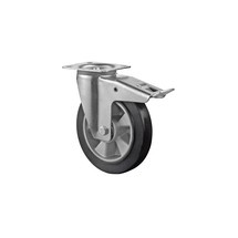 Přepravní kolečko z elastické gumy, černá, řiditelné kolečko s brzdou, kuličkové ložisko, destička